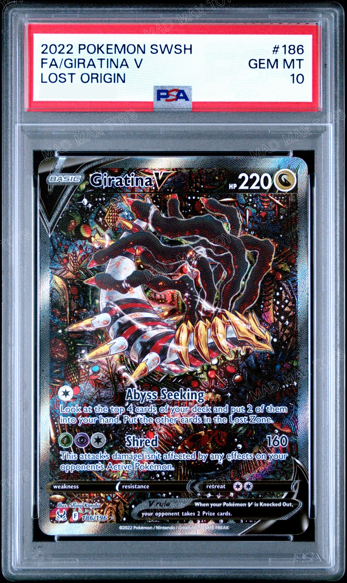 PSA 10 2022 POKEMON SWORD & SHIELD LOST ORIGIN #186 FA/GIRATINA V LOST ORIGIN