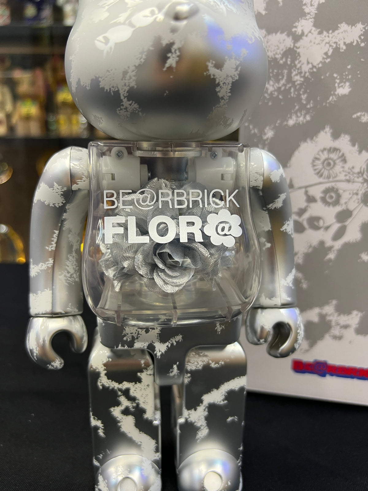 400% Be@rbrick Flor@ Silver