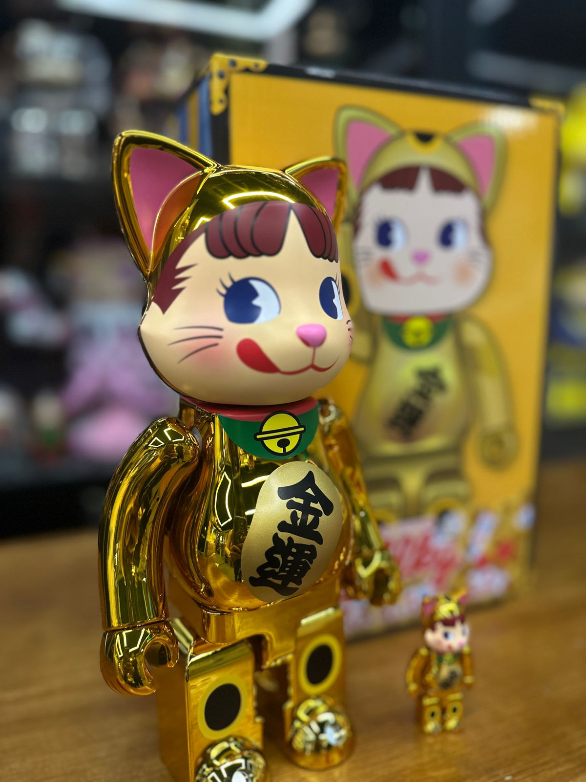 100% & 400% NY@BRICK 招き猫 ペコちゃん 金メッキ