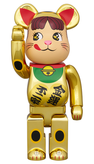 100％ & 400％ BE@RBRICK 招き猫 ペコちゃん 金運 ダブル小判 金メッキ
