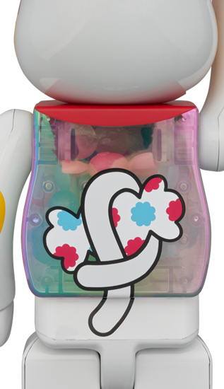 100％ & 400％ BE@RBRICK 招き猫 ペコちゃん 白メッキ 蓄光ミルキー入り