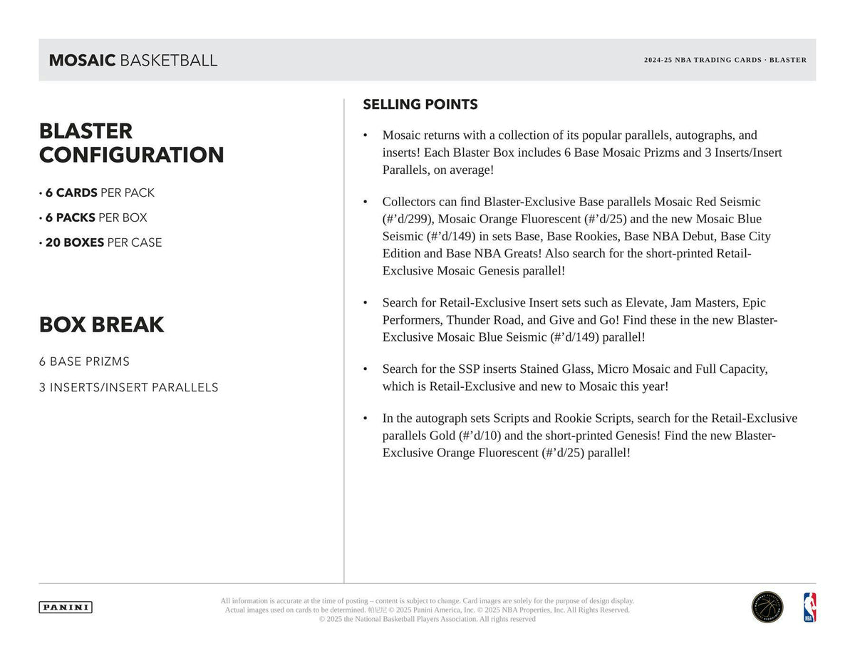 2024-25 Panini Mosaic Basketball Blaster Box
