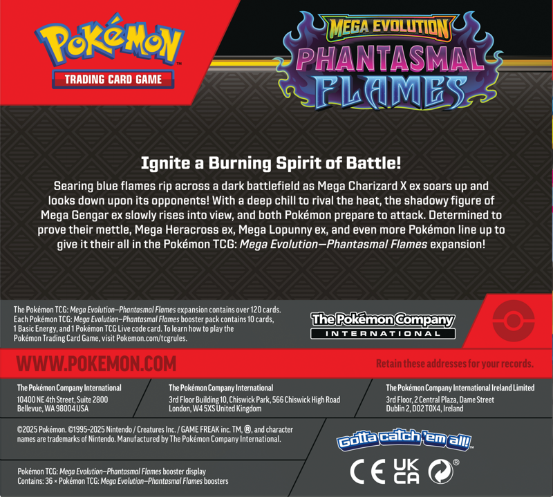 [m2] Pokemon Mega Evolutions Phantasmal Flames Booster Box(36*packs)