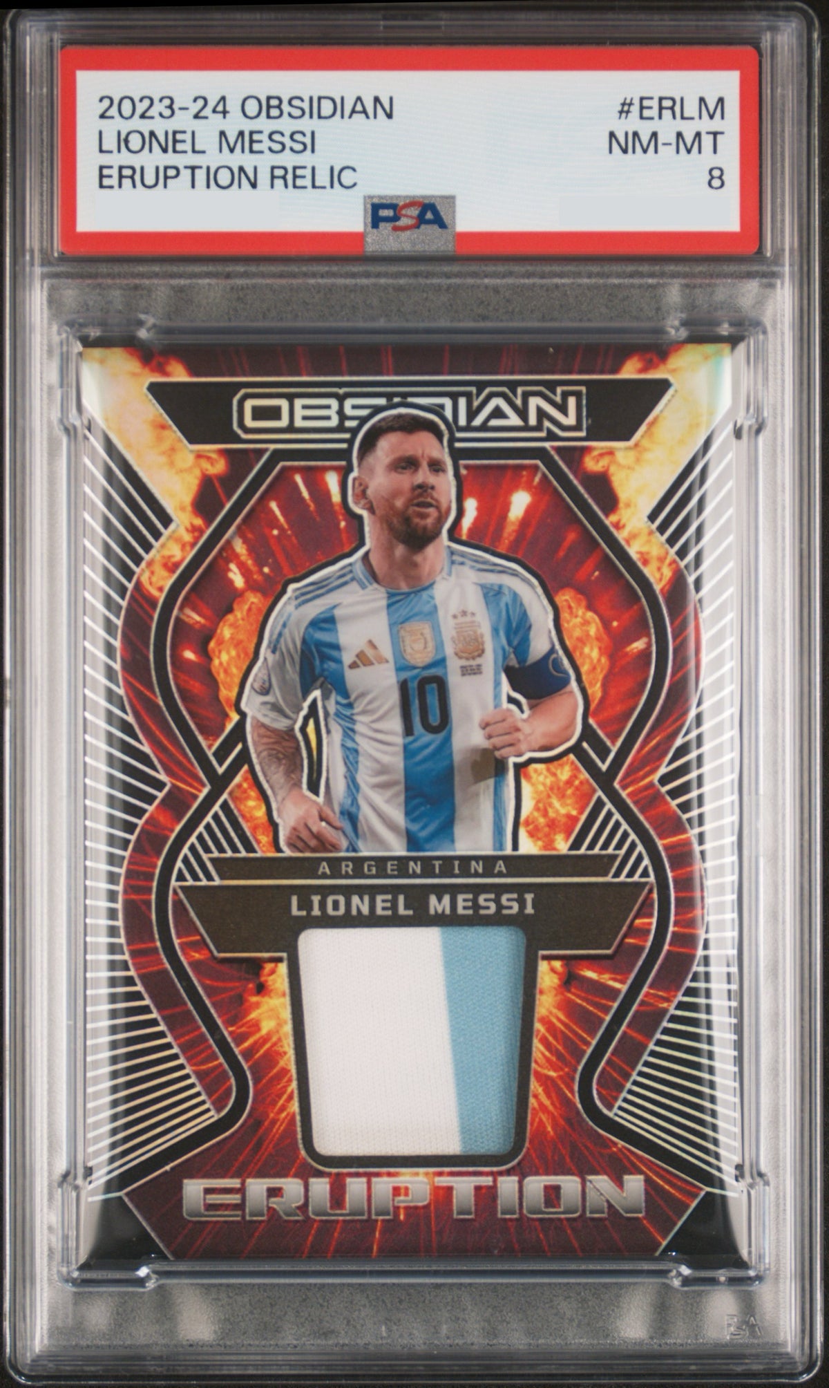 PSA 10 2023 PANINI OBSIDIAN ERUPTION RELICS #ERLM LIONEL MESSI