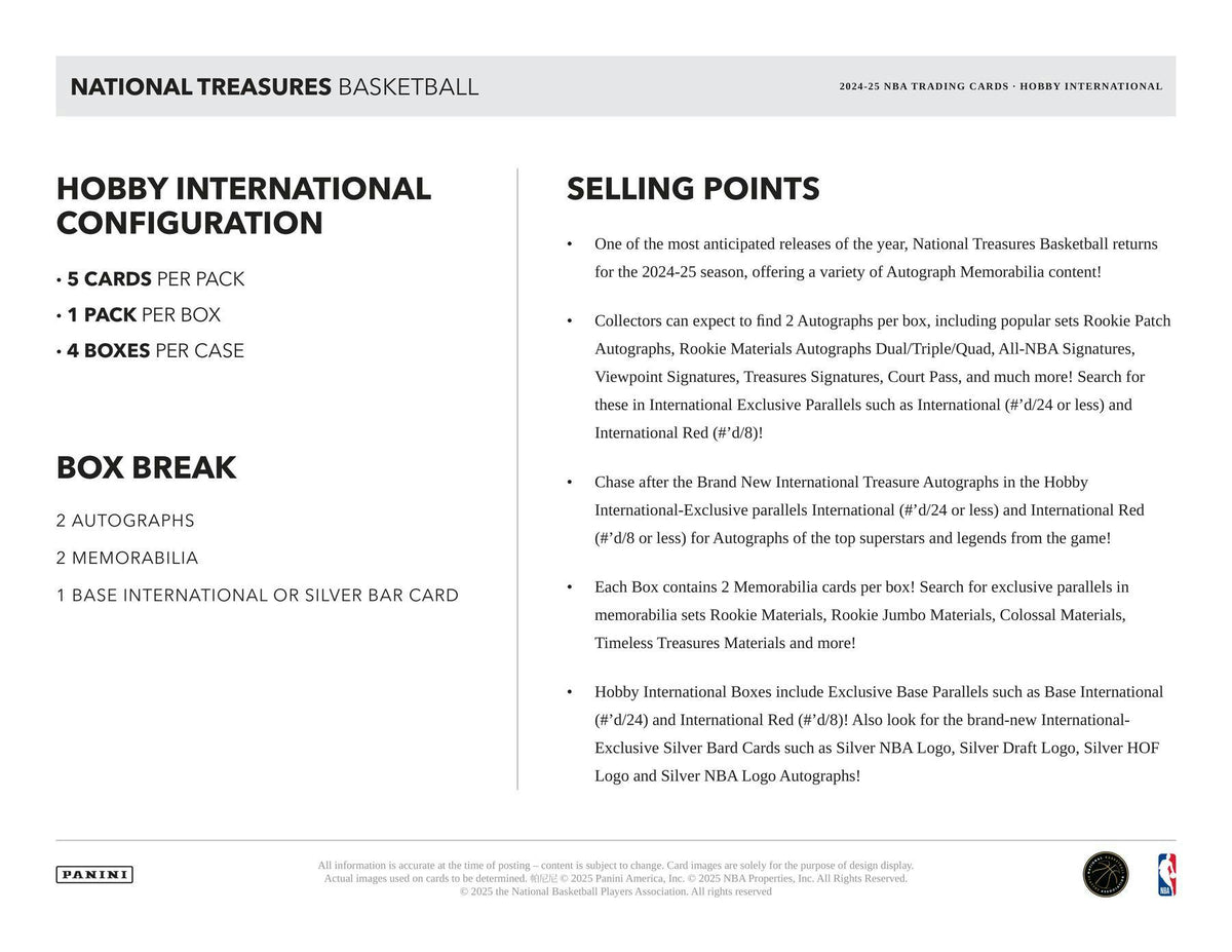 2024-25 National Treasures Basketball International Box