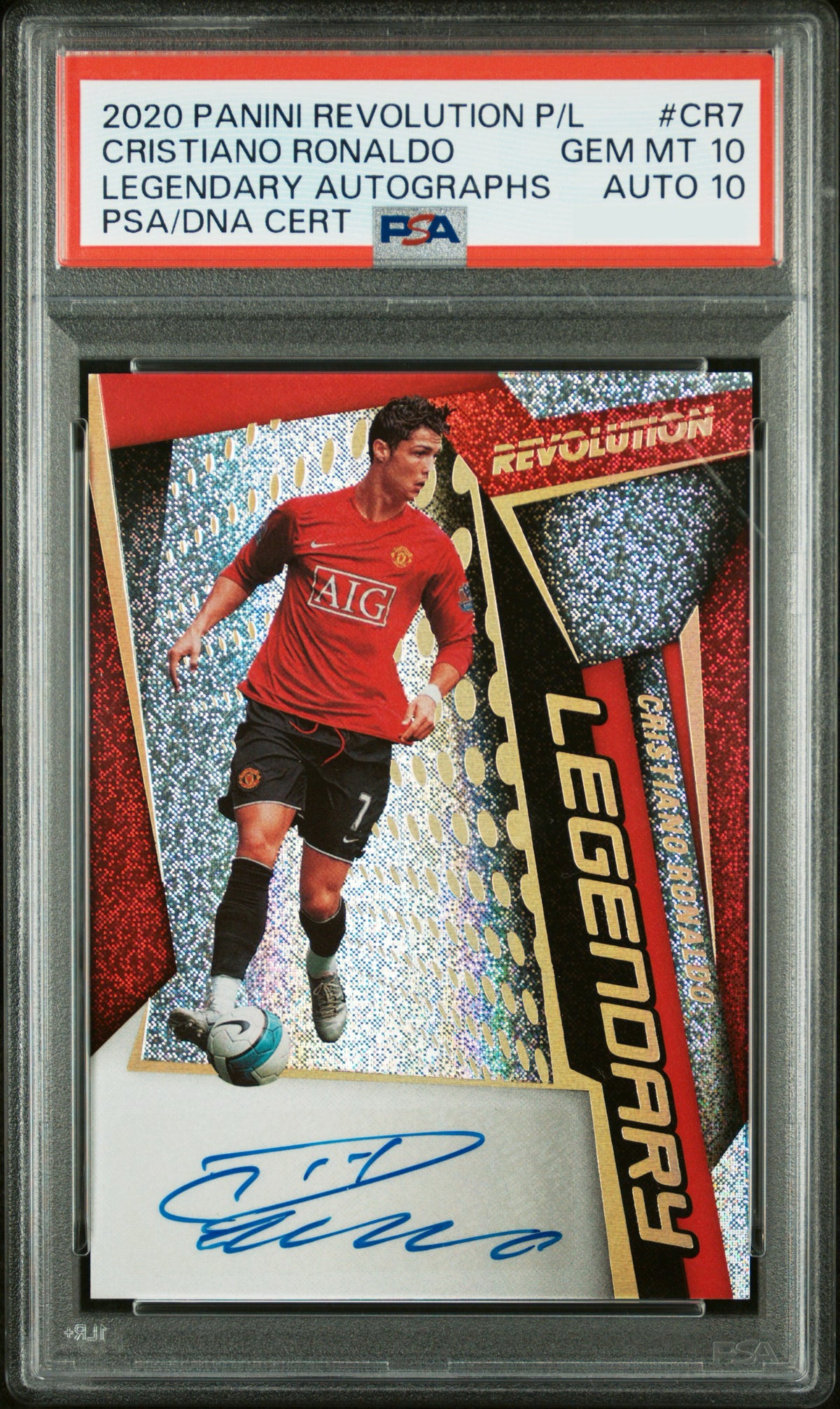 PSA 10 AUTO 10 2020 PANINI REVOLUTION PREMIER LEAGUE LEGENDARY AUTOGRAPHS #CR7 CRISTIANO RONALDO LEGENDARY AUTOGRAPHS