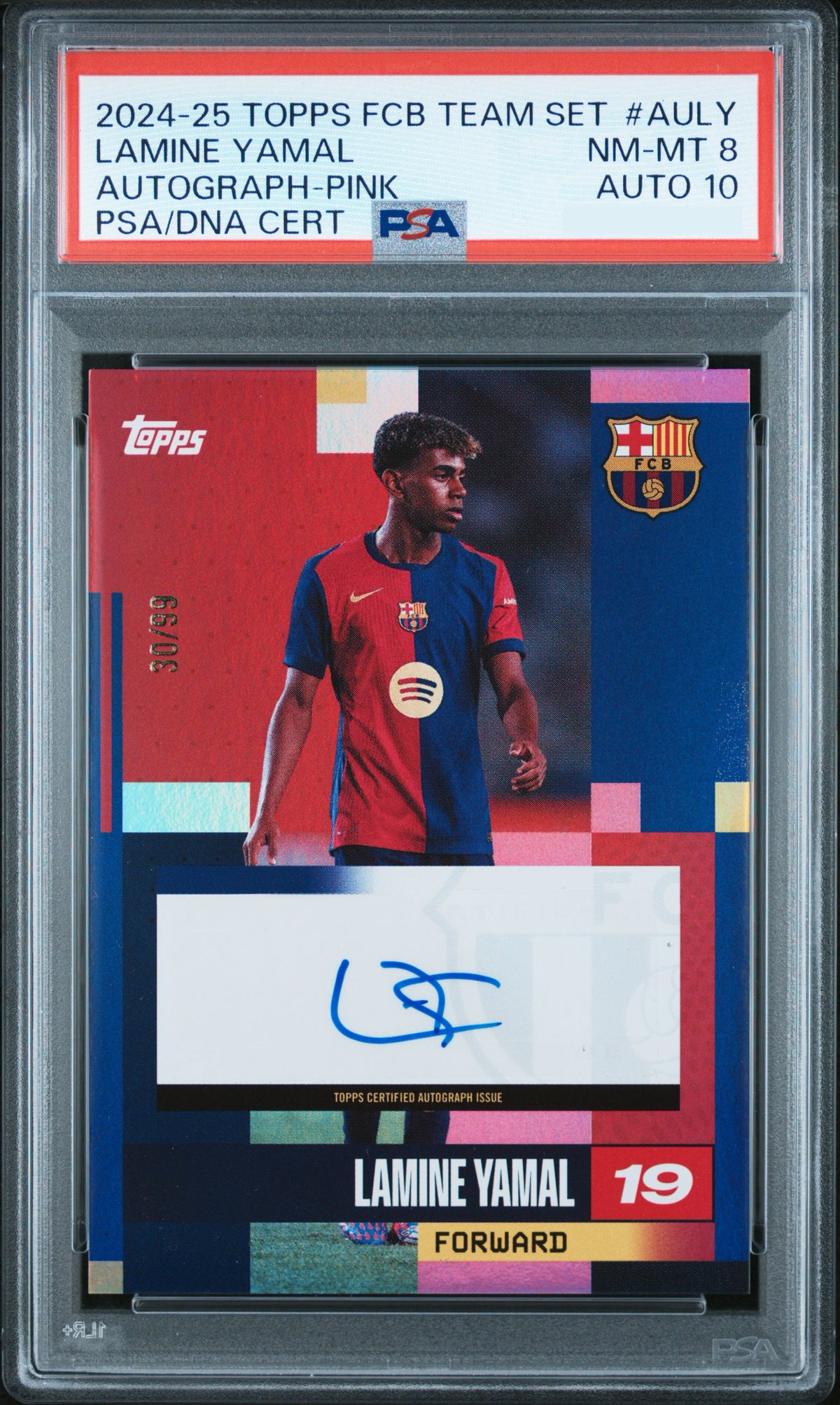PSA 8 AUTO 10 2024-25 TOPPS FC BARCELONA TEAM SET AUTOGRAPHS #AULY LAMINE YAMAL AUTOGRAPH-PINK