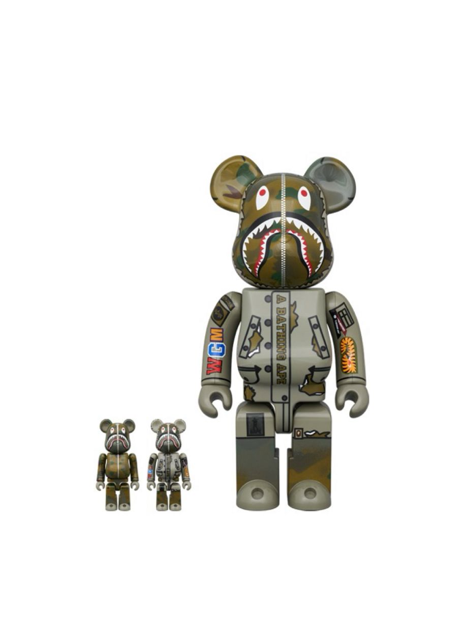 100％ & 400％ BE@RBRICK BAPE(R) × ALPHA CAMO SHARK 2023