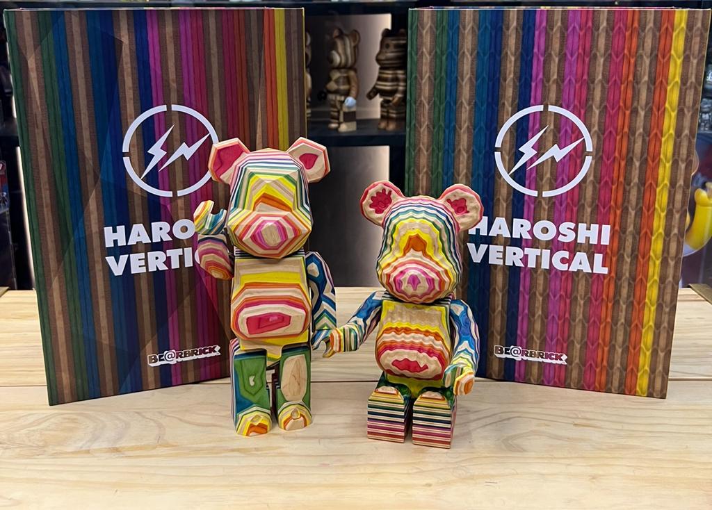 Set of 2pcs 400％ Be@rbrickK カリモク fragmentdesign Haroshi Vertical polygon & carved wooden (wood)